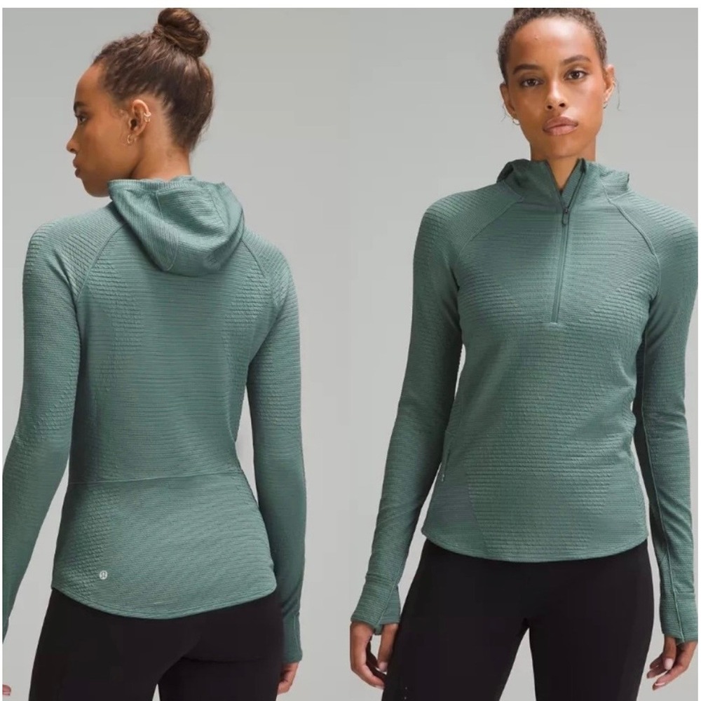 Lululemon‎ Venscape Hooded Balaclava Long Sleeve Quarter Zip Medium Forest 4